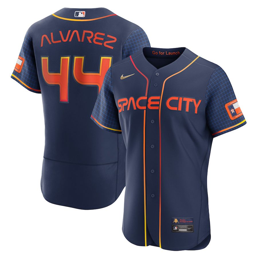 Custom Men Houston Astros #44 Yordan Alvarez Nike Navy 2022 City Connect Authentic Player MLB Jersey